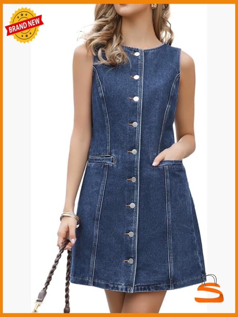Denim Button Down Sleeveless Mini Jean Dress Western Summer Outfit